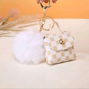 White & Gold Women's Bag Keychain